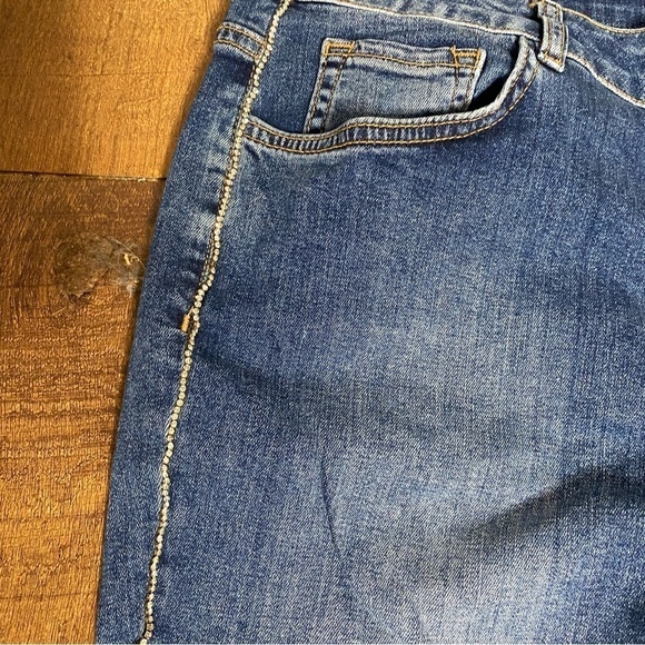 Marella Emme Blue Rhinestone Side Lined Denim Jeans - Picture 3 of 6